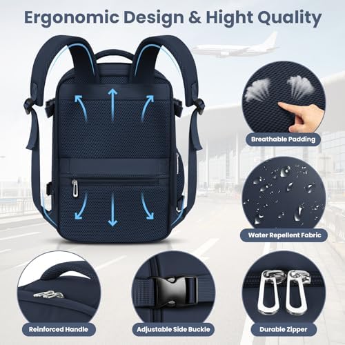 Zaino per Ryanair 40x20x25 Zaino da Viaggio Aereo 20L Borsa Cabina Bagaglio a Mano Borse Zaino da Viaggio Aereo Piccolo Borsa da Cabina per Voli Zaino Donna Uomo con Porta Ricarica USB
